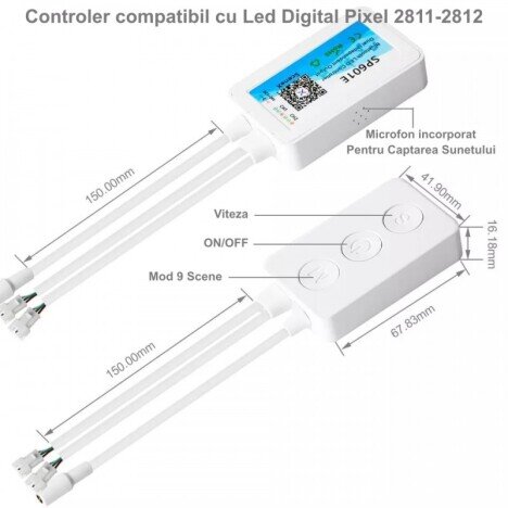 CONTROLER LED PIXEL 2CH CU BLUETOOTH SP601E